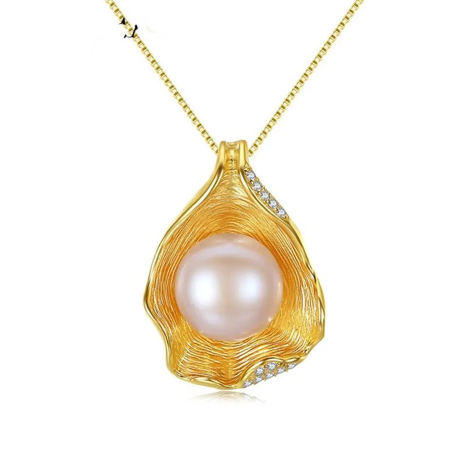 Charm Shell Design Pearl Jewelry Pearl Necklace Pendant 925 Sterling Silver Jewelry Fashion Halsband för kvinnor259w