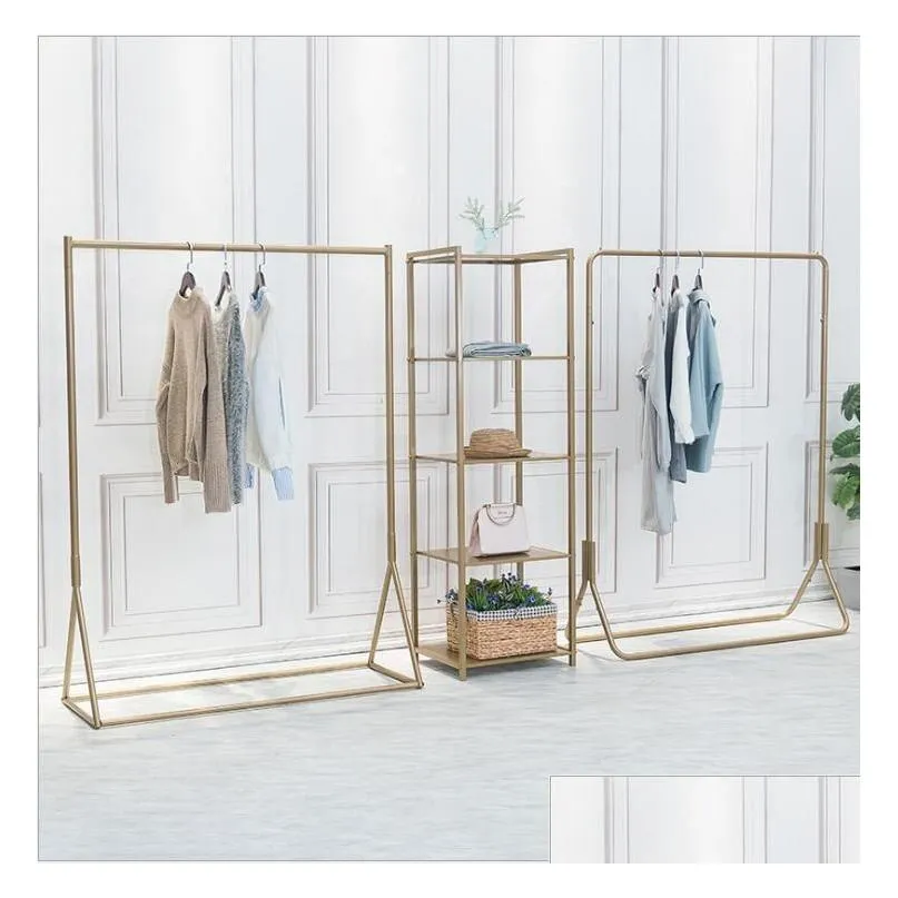 Bedroom Furniture Landing Coat Hanger Golden Clothing Racks Simple Display Of Mens And Womens Clothes Underground Art 230L Drop Delive Dhkgt