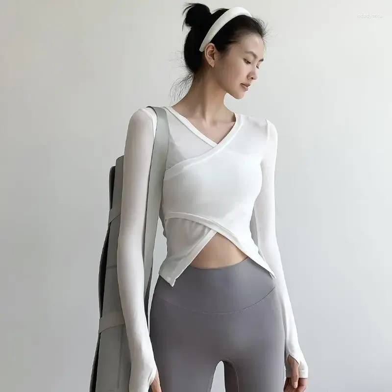 アクティブシャツRopa de Correr ajustada y seca manga para mujeres entrenamiento profesional fitness