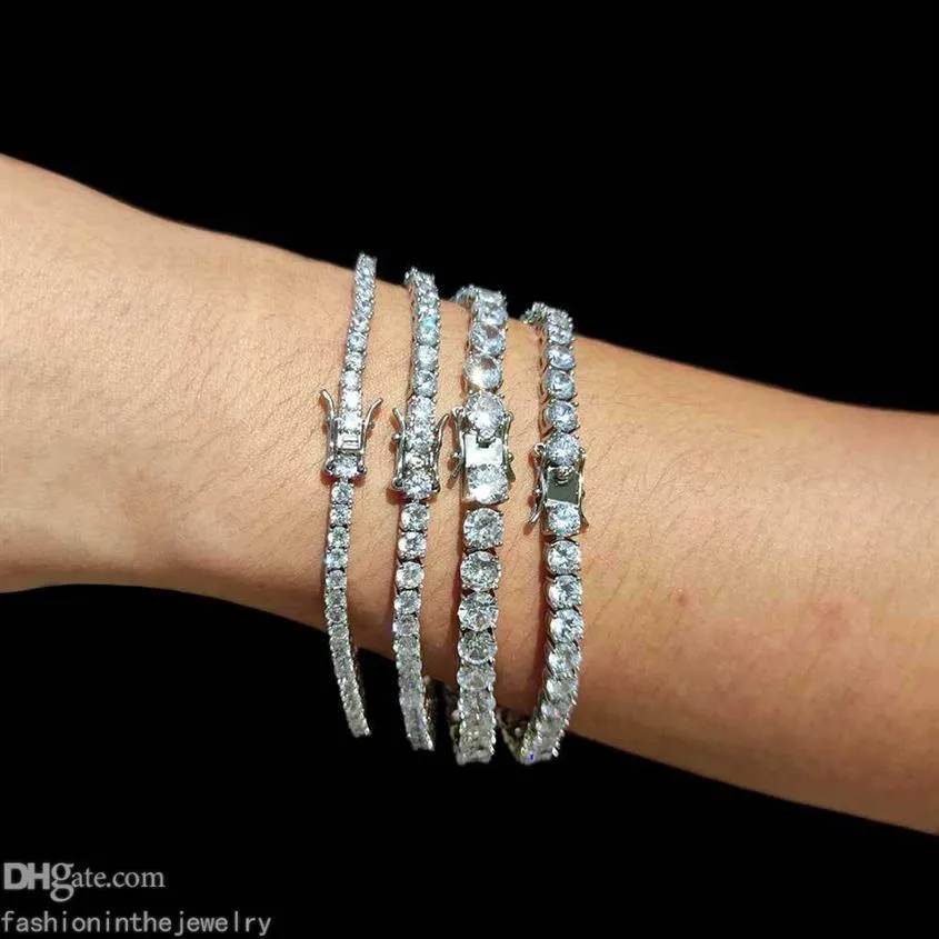 Bracelete de tênis Designer de jóias de luxo de ouro Platina Diamond Men Party Presente 3 4 5 6 mm 7 8 polegadas Bracelets de moda para mulheres joalhão2994