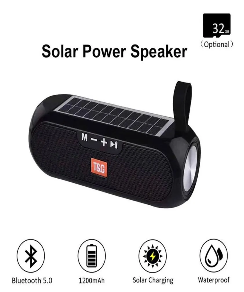 TG182 Solar Güç Bankası Bluetooth Hoparlör Taşınabilir Sütun Kablosuz Stereo Müzik Kutusu Boombox TWS 50 Açık Destek TFUSBAUX24627262867