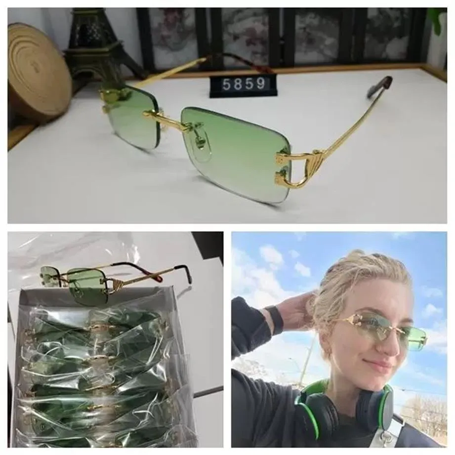 Herrendesigner Sonnenbrille für Frauen modische grüne Summer -Sommerstil Gold Rahmen ohne Millionär Carti Sonnenbrille UV 400 Brille 272a