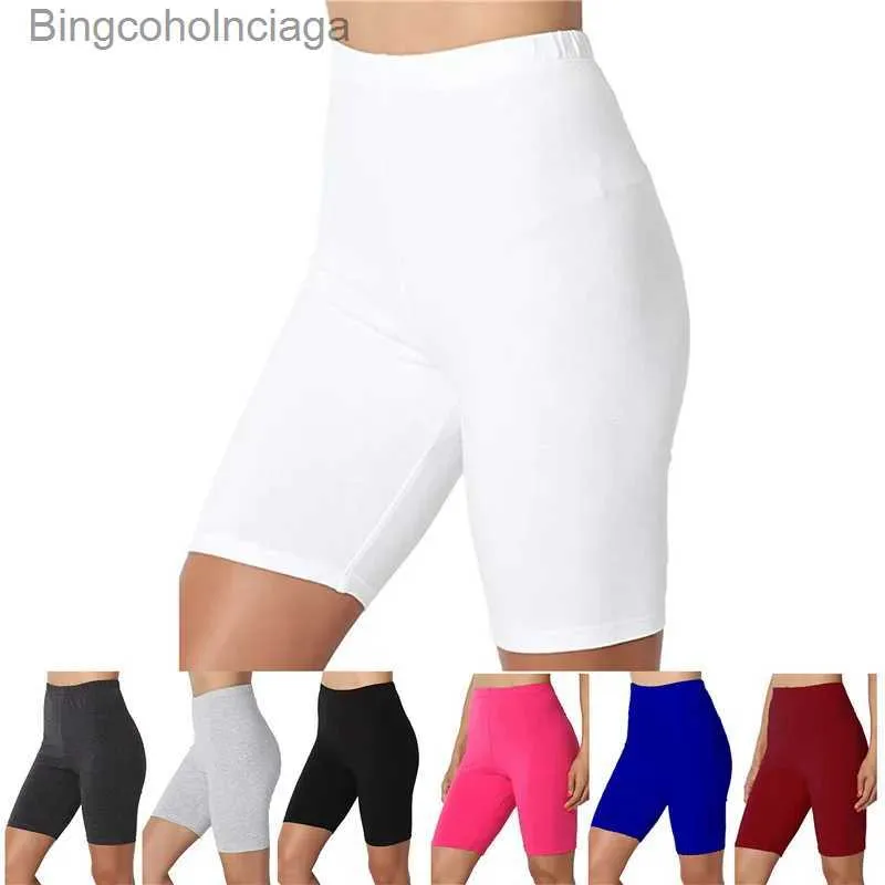 Short féminin 2023 Femmes shorts élastiques Casual High Fitness Fitness Slim Skinny Bot Summer Solide Sexy Blanc Black Shortsl231222