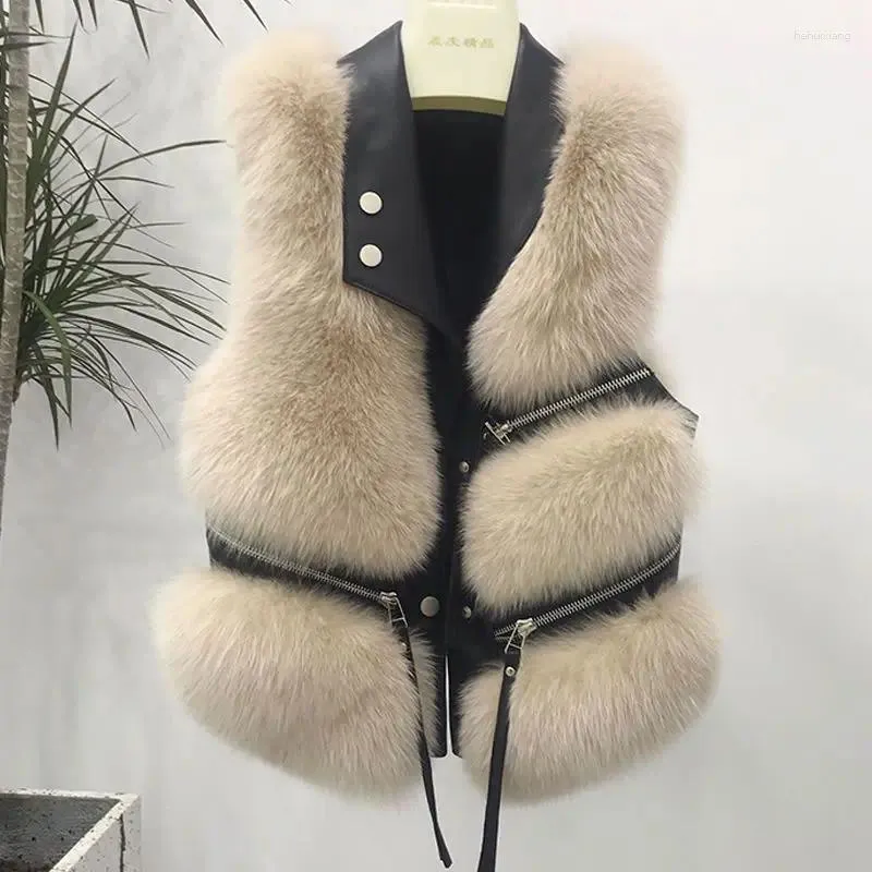 Women's Fur 2023 Faux Vest Short Jacket Slim Fitting And Fashionable Autumn/winter Patchwork