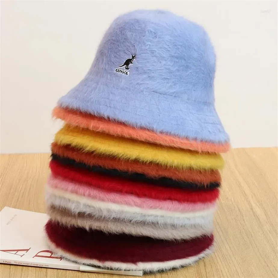Berets Kangol Fur Fisherman kapelusz zima najnowsza kangur haftowa marka kopuły candy colors projektant luksusowy panama lady cap229w