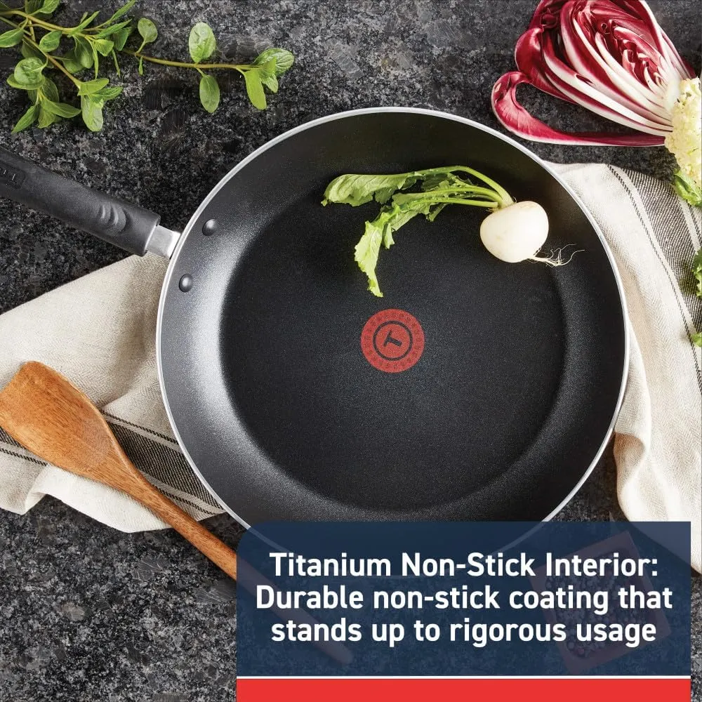 T-fal - Sartén antiadherente de titanio con tapa segura para lavavajillas :  Hogar y Cocina 