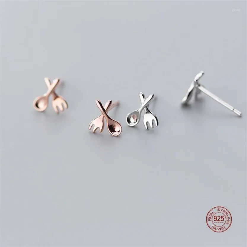 Pendientes de sementales Lko Originalidad Cuchara de vajilla Asimetría de horquilla 925 Sterling Sily Smooth Landy Landy Parring para mujeres297y