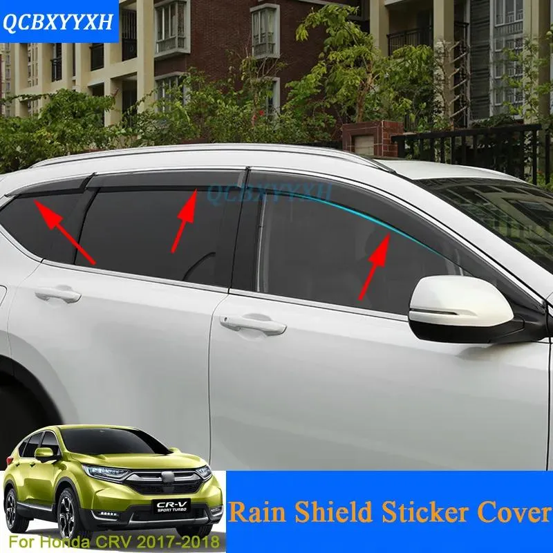 Tillbehör Bilstyling AWNINGS SKLAR 4st/Lot Window Visirs för Honda CRV CRV 5: e 2017 2018 Sun Rain Shield Window Trim Stickers Covers