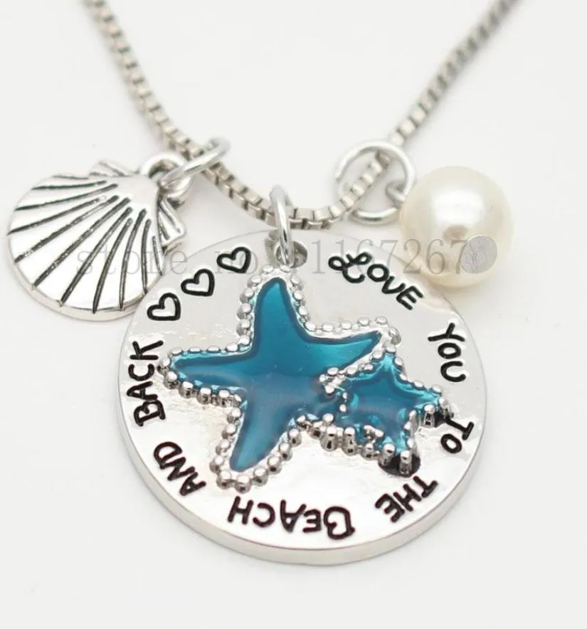 I Love you to the beach and backquot Beach keychain necklace Natural necklace Summer jewelry Women039s Starfish Necklace8590604