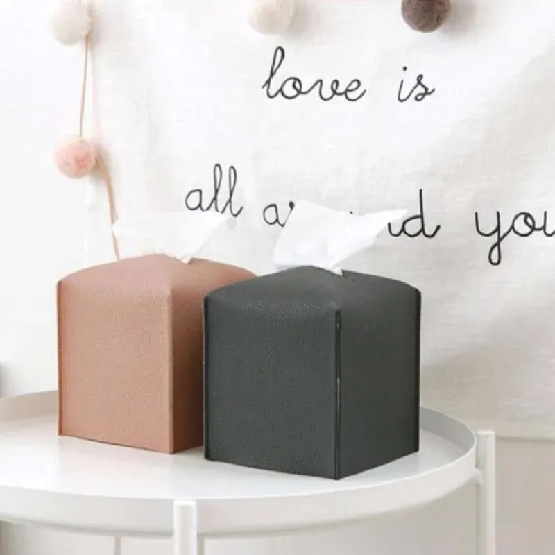Boîtes à mouchoirs en cuir PU, 1 pièce, couverture de boîte moderne, support carré, organisateur décoratif pour comptoir de vanité de salle de bain