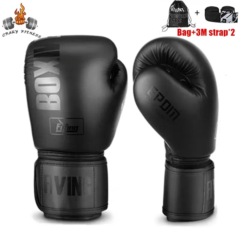 6 8 10 12 14oz Muay Thai Bokshandschoenen voor mannen Women Pu Leather Training Glove voor het bestrijden van kickboksen Mixed Martial Arts 231222