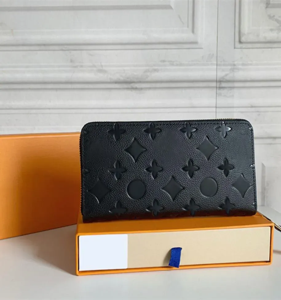 Embossing Fashion Women Wallet Black Black Empreinte Clutch Lads Ladies Long Porlote in pelle singolo portafogli con cerniera Classica