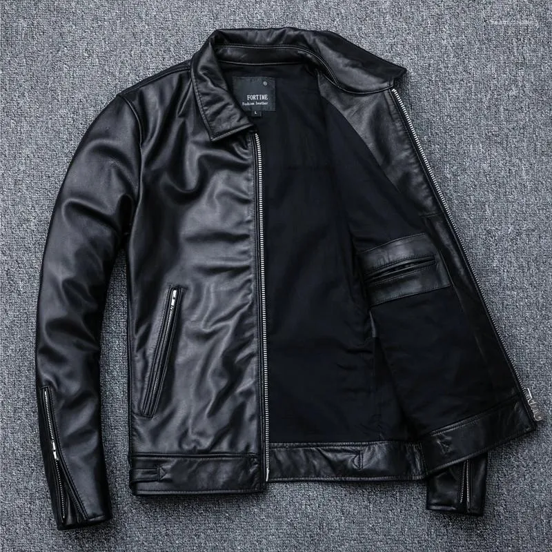 Herrenjacken schwerer Industrie Öl Wachs Japanische Amekaji tragen American Casual Jacket Sheepskin Motorrad Revers Real Leder Kleidung Mantel