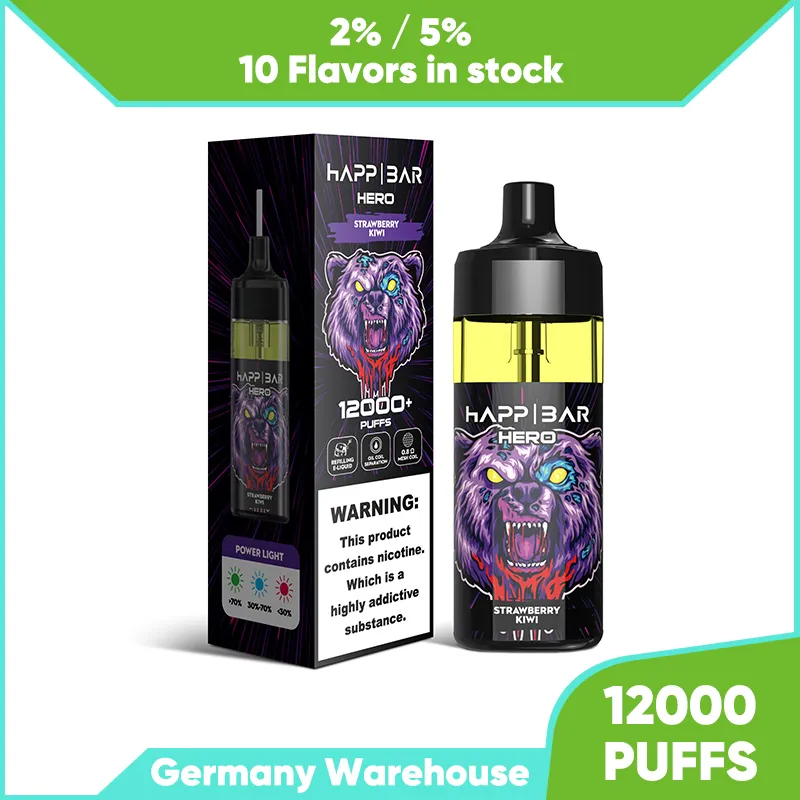 Authentiek Happ 12K Puff Vape Mesh Coil 12000Puffs Vapers Oplaadbare wegwerpbaar Wegwerp 16 ml 2% 5% Sterkte Nic Zout Gummy Bear Smaakt Juice Vaporizer