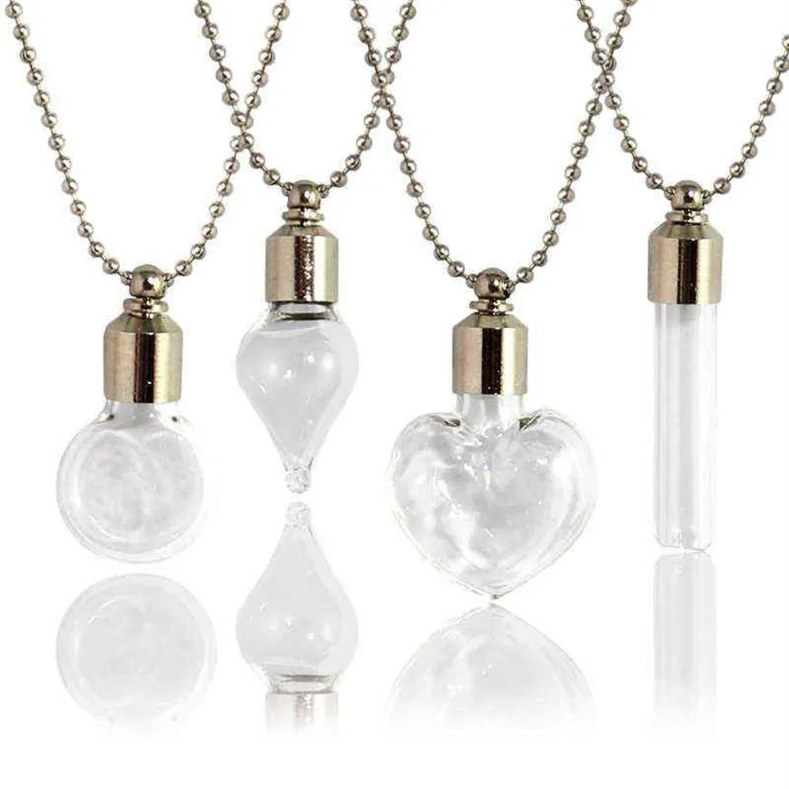 2st Glass Locket urn smycken kremation smycken urn halsband för aska fyllbara injektionsflaskor halsbands blodflaskhalsband y2205233043