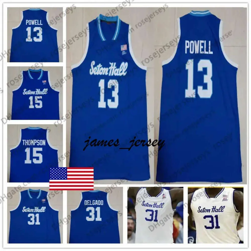 Jam Custom NCAA Pirates 2019 Basquete College Blue White Jersey Qualquer número de número nº 1 Michael Nzei 13 Powell McKnight Myles Cale Delgado