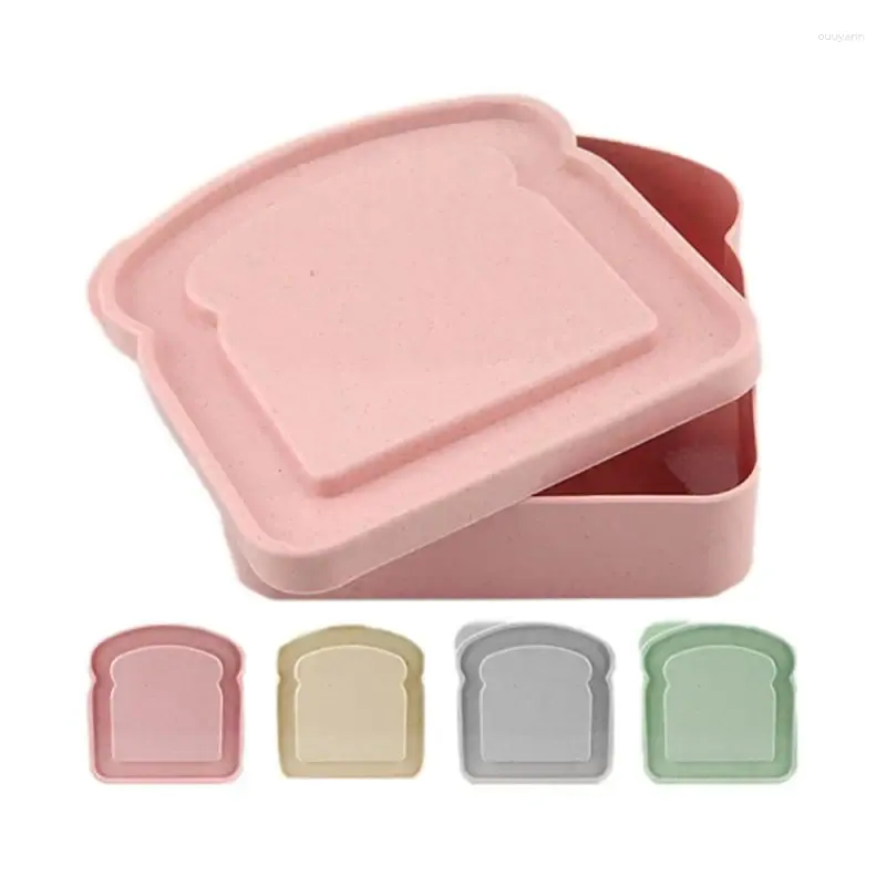 Dinnerware Portable Silicone Sandwich Toast Bento Box With Handle Eco-Friendly Lunch Container Microwavable Picnic Student