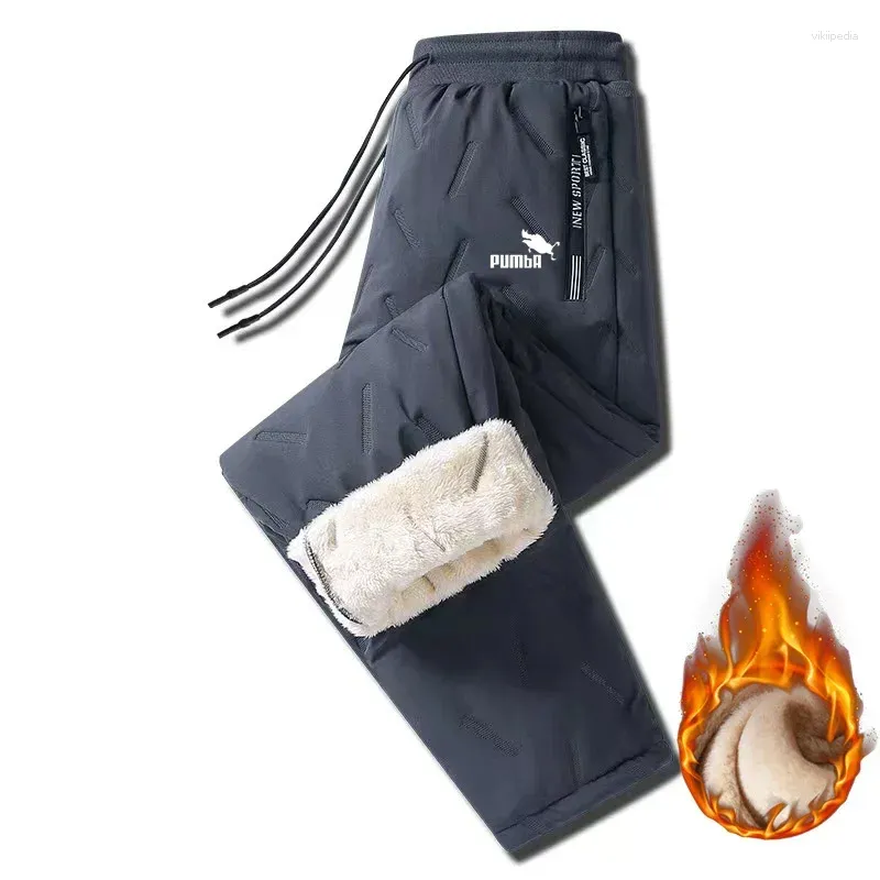 Pantalon masculin 2023 Sports de laine épaisse chaude d'hiver pour le jogging en peluche de coton décontracté imperméable