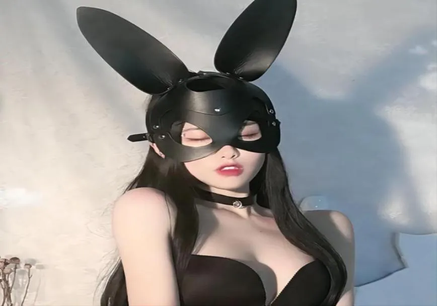 マスクbdsm女性用のセックスおもちゃを拘束する革革essece sexy rabbit cat earbunny mask masquerade party cosplay6642214