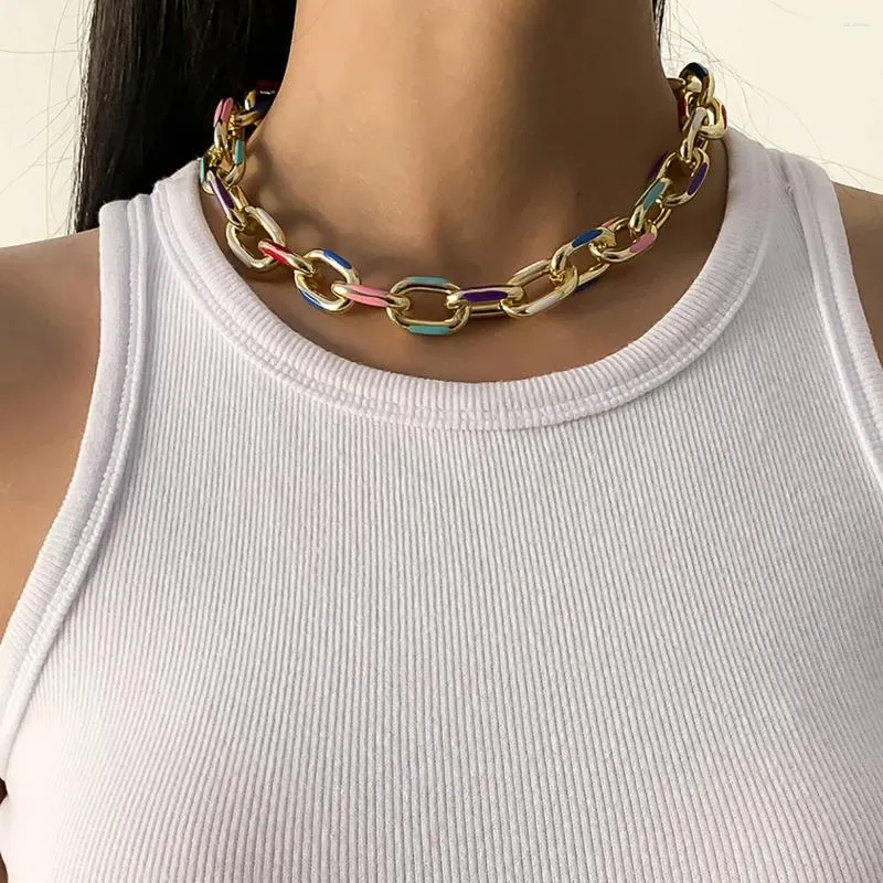 Chaines Collier de liaison épais à peinture colorée