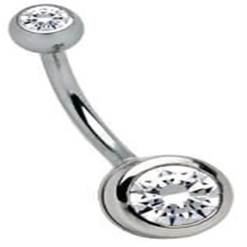 Double Clean Diamond Navel Piercing Navel Ring 100pcs lot Fashion Body Jewelry 100% Guaranteed 14G231k