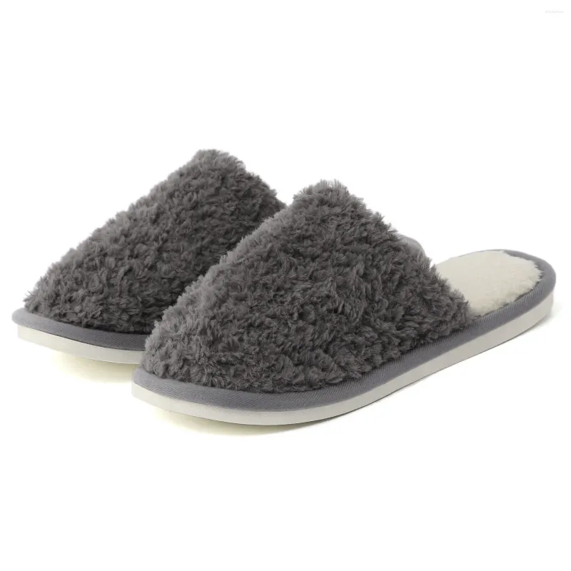 Slippers Mens Furry Winter Shoes Home Cotton Fashion Fashion Fuzzy Slides Soft Flat Bedroom Floor Couples