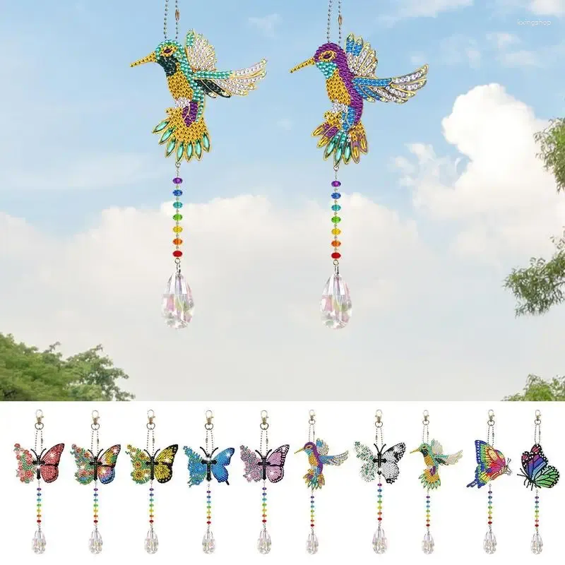 Trädgårdsdekorationer dubbelsidig konst Suncatchers 5D Crystal målning vindklockor kit diy hantverk dekor för ljuskrona fönsterbil och