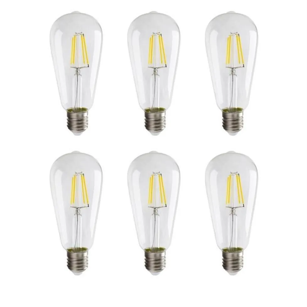 E27 ST64 żarówki LED Vintage LED żarbówka retro światła 2W 4W 6W 8W ciepłe białe AC110-240V316Q