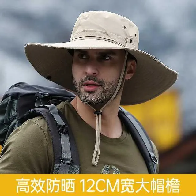 Mens Waterproof Fabric Mountaineering Hat Male Anti Uv Sun Hats Outdoor  Fishing Wide Brim Bucket Hat, High-quality & Affordable