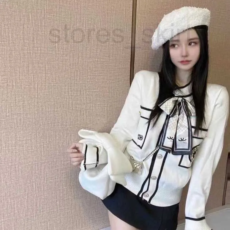 Women's Sweaters Designer winter new fashion CH brand counter small fragrant C bow sweater heavy embroidery color free ship cardigan temperament all match coat top