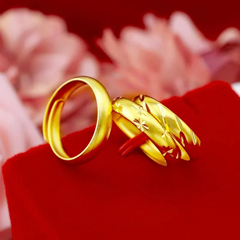 Bandringen Hard Gold Oude Method Ring voor dames gewone ring met verstelbare opening en pure gouden vergulde sieraden voor mannen en vrouwen 231222