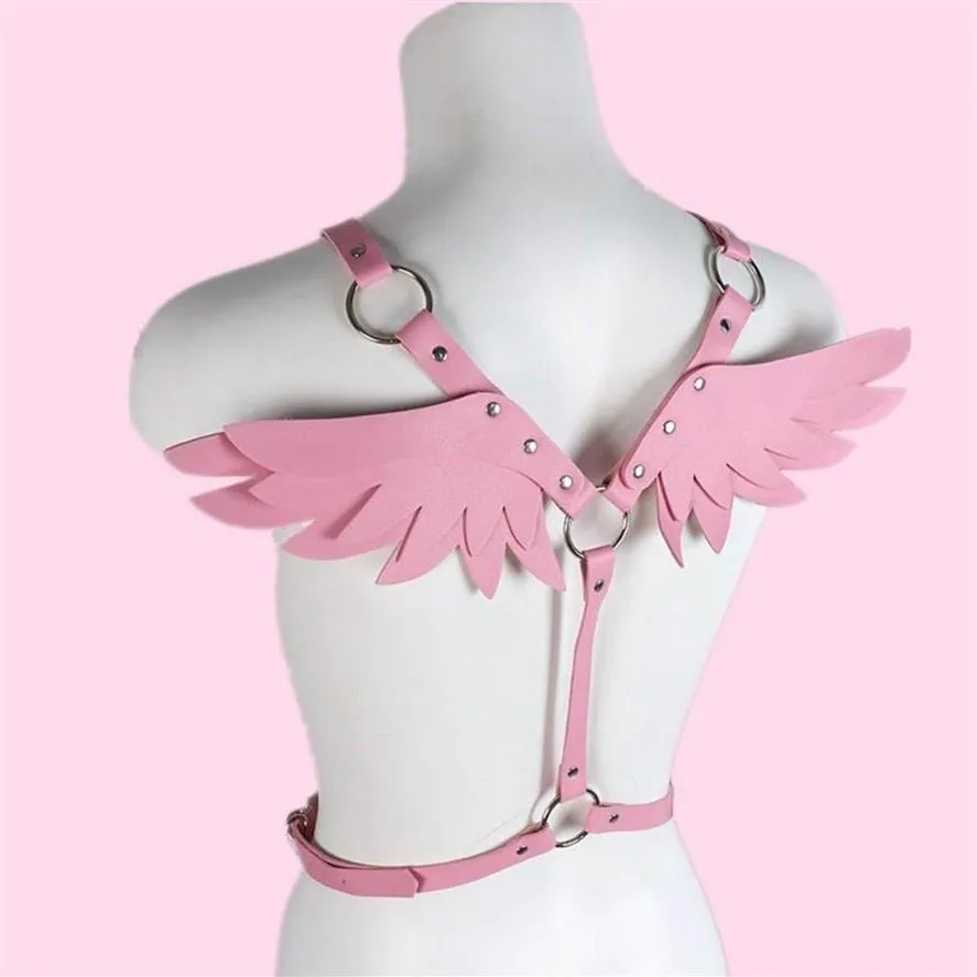 Cinghia che imbracale donne donne rosa cintura spada cintura angelo ali punk abiti gotici abbigliamento rave gite di gioielli kawaii accessori202k