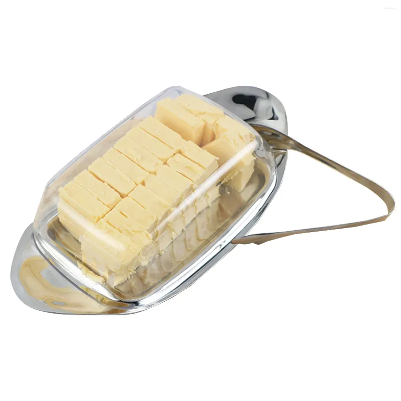 Plates Clear Lid Butter Dish Practical No Mess Keep Fresh Convenient Dishwasher Safe Tableware With Clip Easy Clean Silver