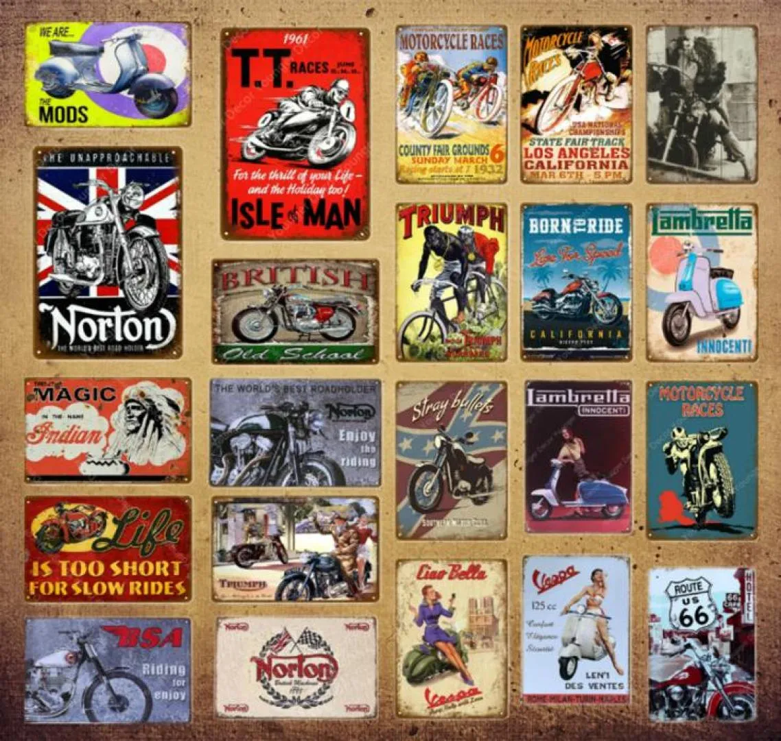 2021 American British Motorcycle Metal målningskyltar vintage platta för pubbar café hemma väggdekor norton affisch retro plack6341971