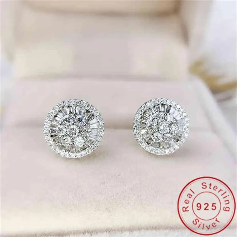 Charm 18K Gold Lab Diamond Stud Earring Real 925 Sterling Silver Sieraden Betrokkenheid Weddingoorringen voor vrouwen Bridal Party Gift2971