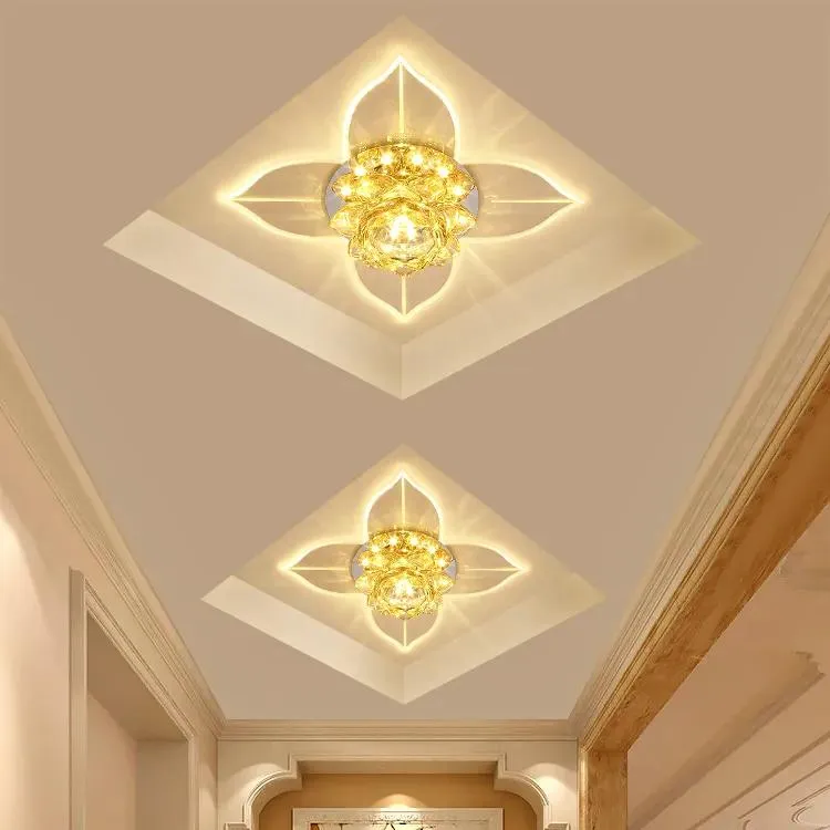 Lights Crystal Flowers Leaves Ceiling Light Hallway Porch Entrance Aisle Balcony Spotlight Modern Simple 3W LED Ceiling Lamp