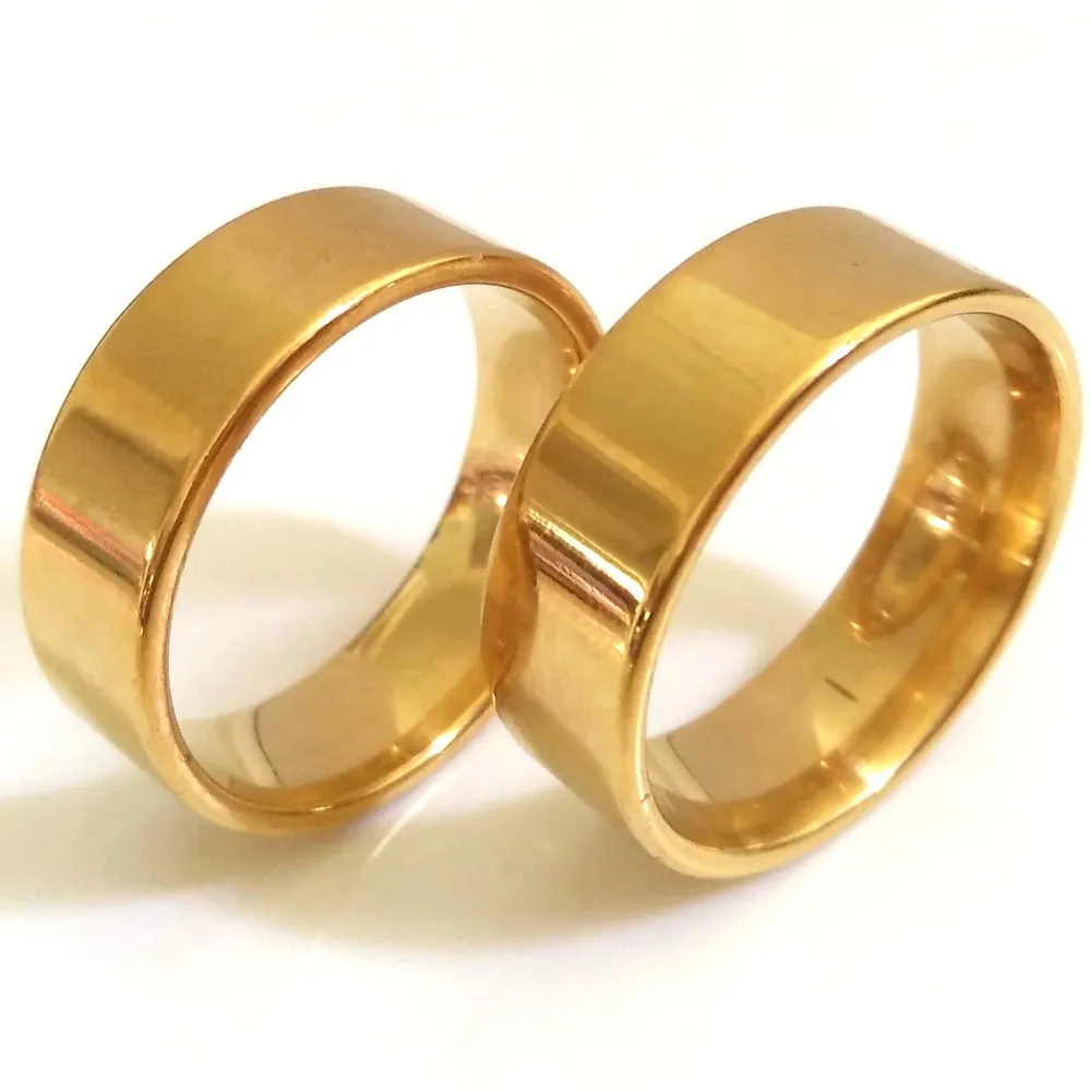 Anéis de banda 50pcs Polimento de placa de ouro 8mm Plano plana unissex Rings Rings