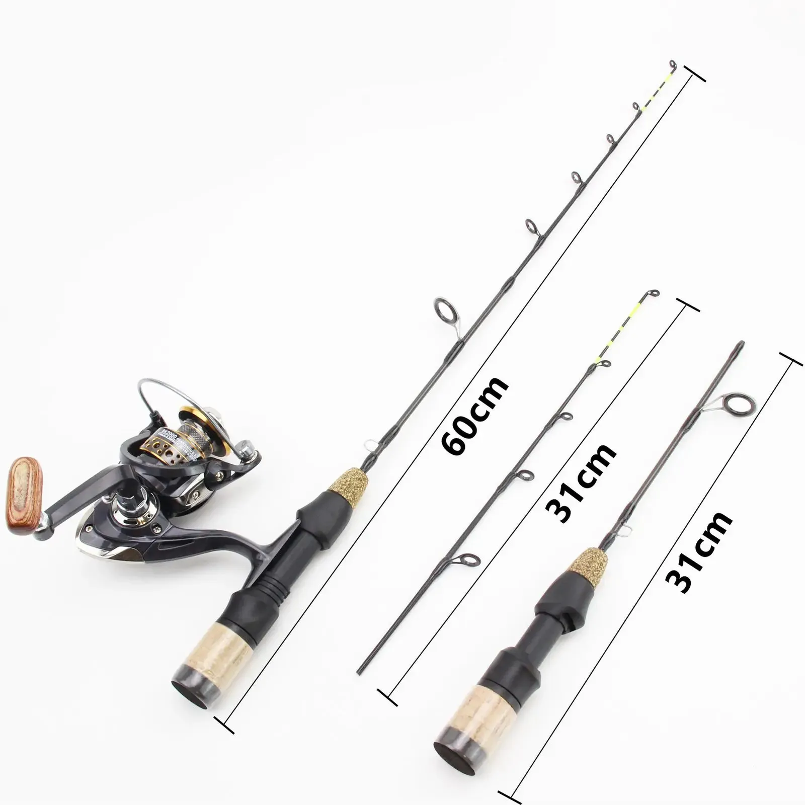 Promotion 60cm 2 Tips Rod Reel Combos Winter Ice Fishing Set Pole Tackle  Carbon Pole Fishing Rod 231221 From 12,26 €