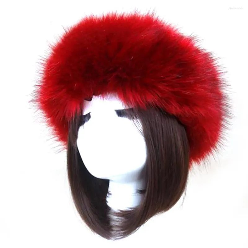 Berety jesienne zima ciepłe uuszne turban dziewczęta moda faux fur