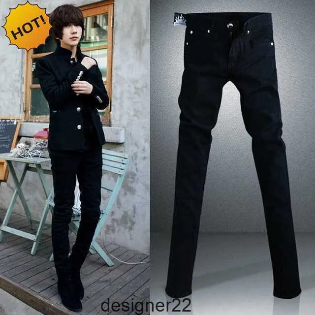 Czarne mikro elastyczne chude dżinsy mężczyźni nastolatki swobodne spodnie ołówkowe bawełniane cienkie chłopiec przystojne spodnie hip -hopowe