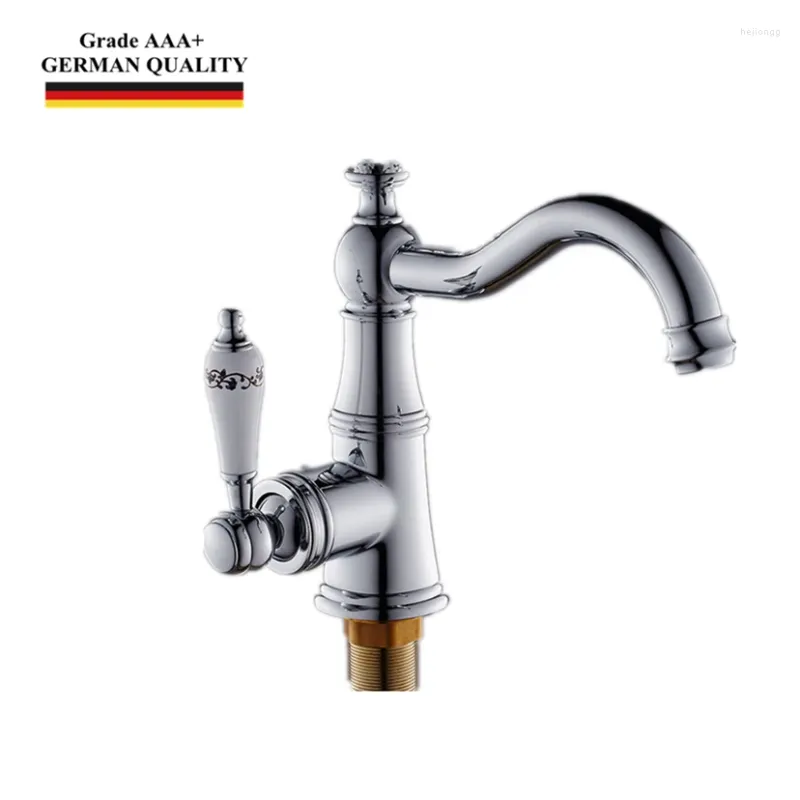 Bathroom Sink Faucets Temkunes Basin Faucet For Deck Mounted Single Handle Table Chrome Finishing Tap Mixer Torneira Para Banheiro