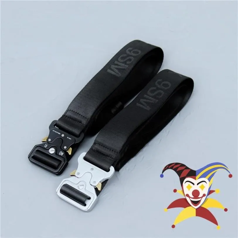 Paski Alyx 9sm klasyczny pasek rollercoaster Mężczyźni kobiety srebrzysty metalowy klamra jacquard logo etykietowanebelts326l