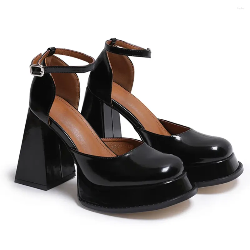 Dress Shoes 2024 Brand Block High Heeled Mary Janes Women Y2k Style Black Platform Cute Ankle Straps Pumps
