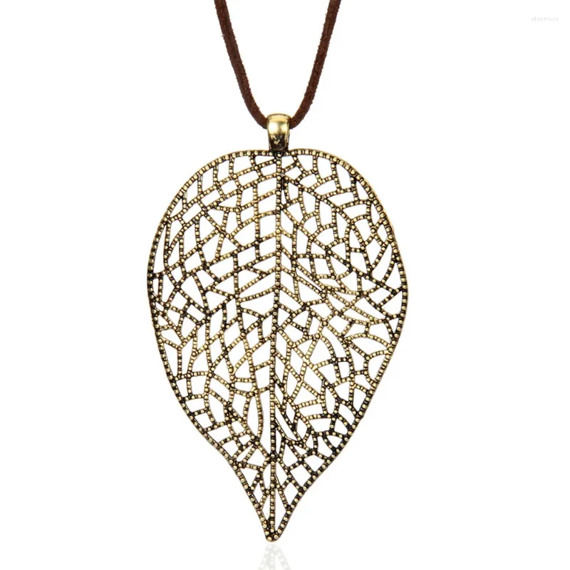 Pendant Necklaces Johnature Metal Necklace Leaf Plating Original 2023 National Style Handmade Women Vintage Sweater Chain