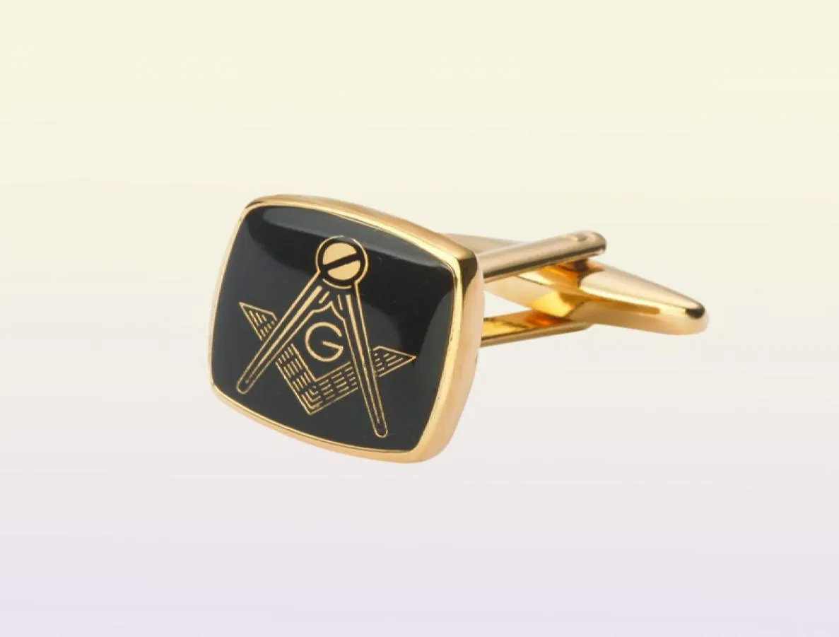Высококачественные медные запонки простые золотые черные масонские масонские масонские масонские Mens039s подарки подарки французская рубашка квадратная манжета LI9135141