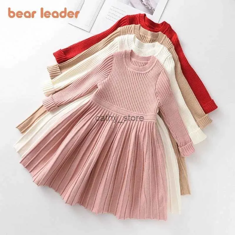 Robes de fille ours leader à manches longues robe chélatle fille princesse bébé fille vêtements doux tutu robes de fête de Noël petite fille listes 231222