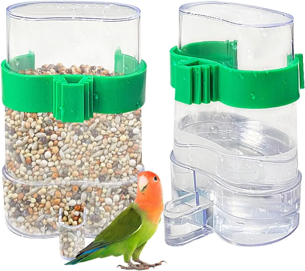 2 PCS Dispensateur de l'eau d'oiseau automatique, mangeoire à eau d'oiseau Parrot, bouteilles Buffer buveur de graines Conteneur, accessoires de cage parakeet pour percues de perruche petits oiseaux