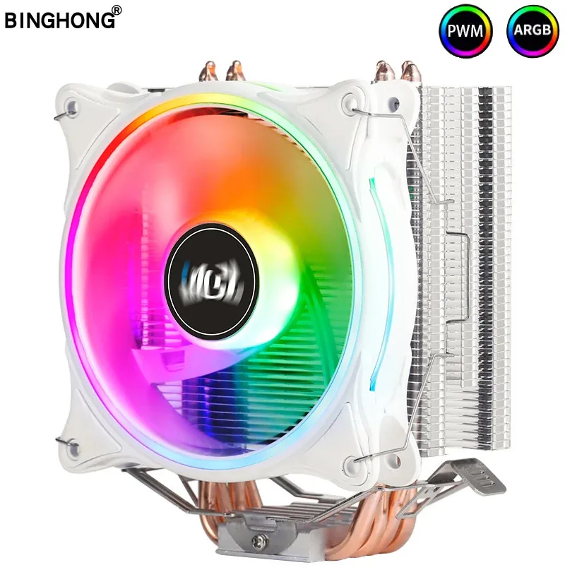 CPU Cooler LGA 2011 Fan de resfriamento RGB 120mm 4 Tubo de cobre x79 x99 placa -mãe AMD3 AM4 LGA Intel 1200 1356 1150 1155 1700 Fan 231221
