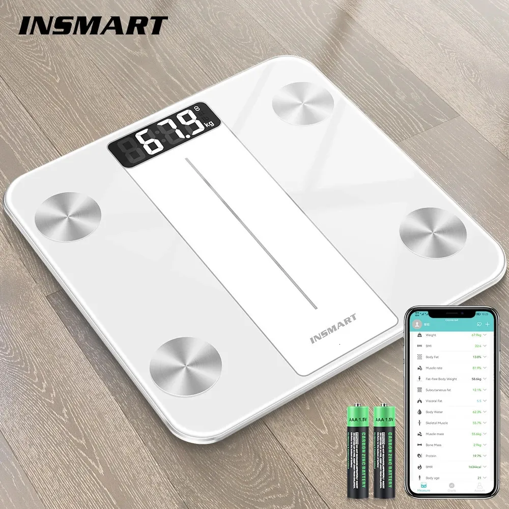 Insmartバスルームスケール体重バランスデジタルBMI脂肪Bluetooth for Human Smart 231221