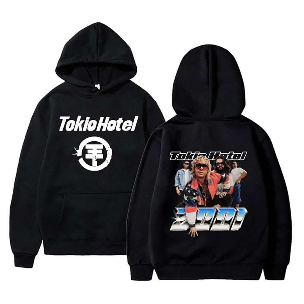 Tokio Hotel Kaulitz Sweat à capuche Rock Band Punk Sweatshirts Fleece Long Men de manches Femmes Hip Hop Streetwear Y2K Pullover